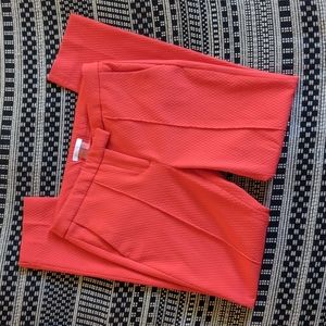 Red Textured Ankle Dress Pants